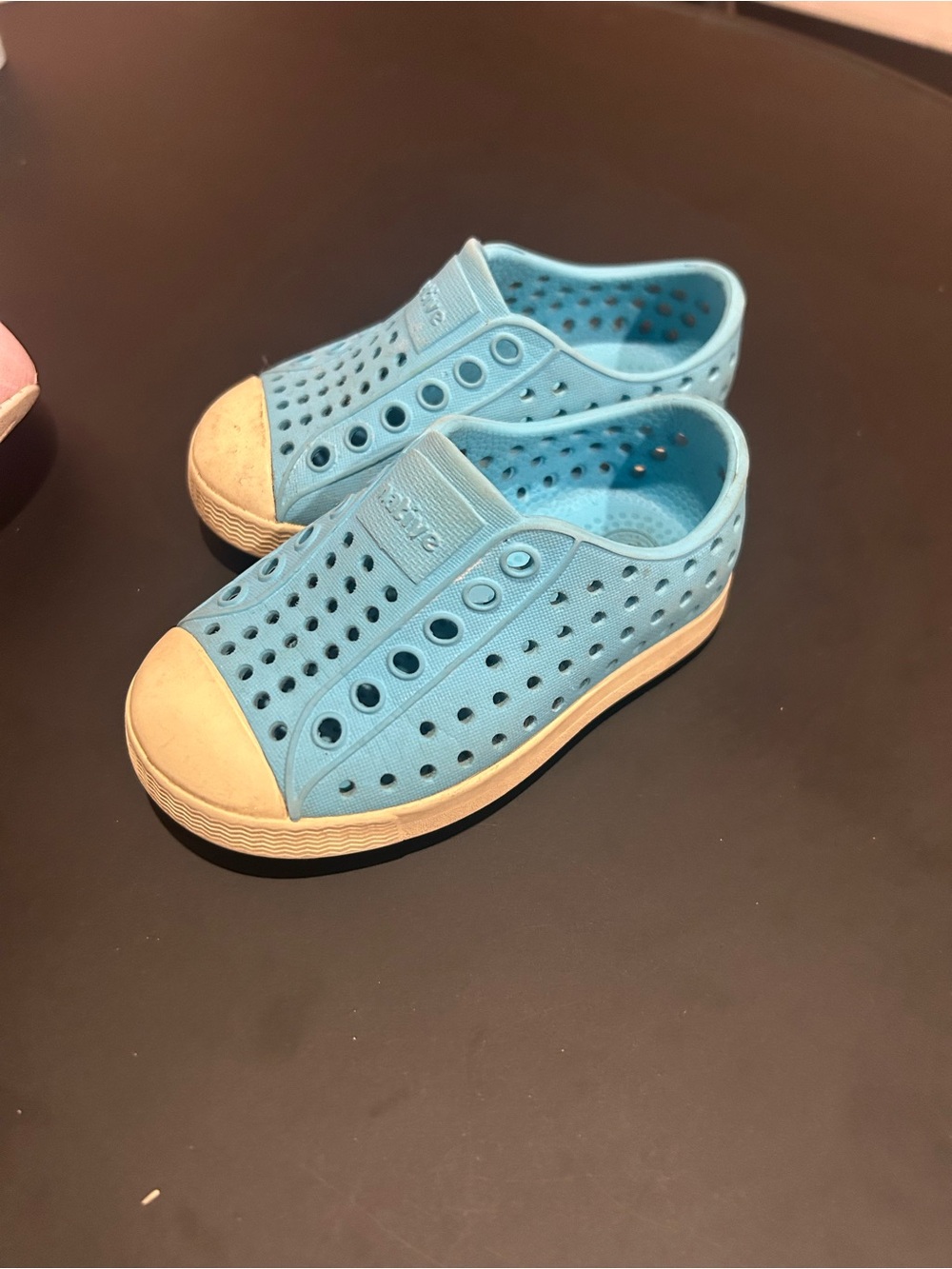 Native Kids Slip-On Shoes in Blue with Cream Toe